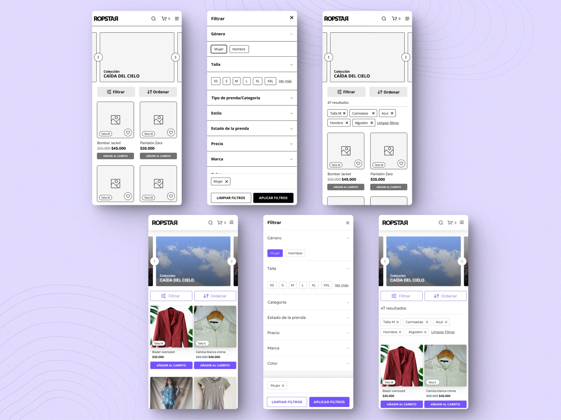 Mobile-optimized product filters design