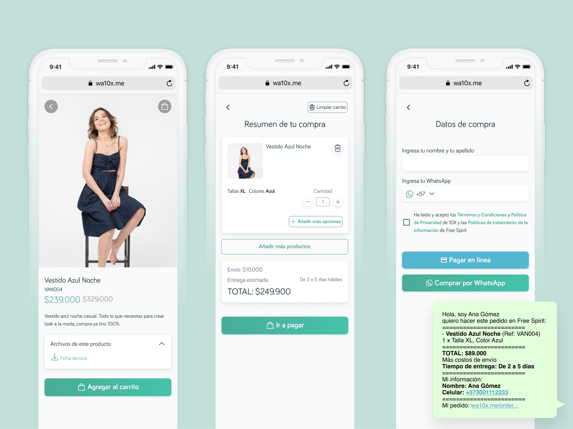 Product, cart & WhatsApp checkout design