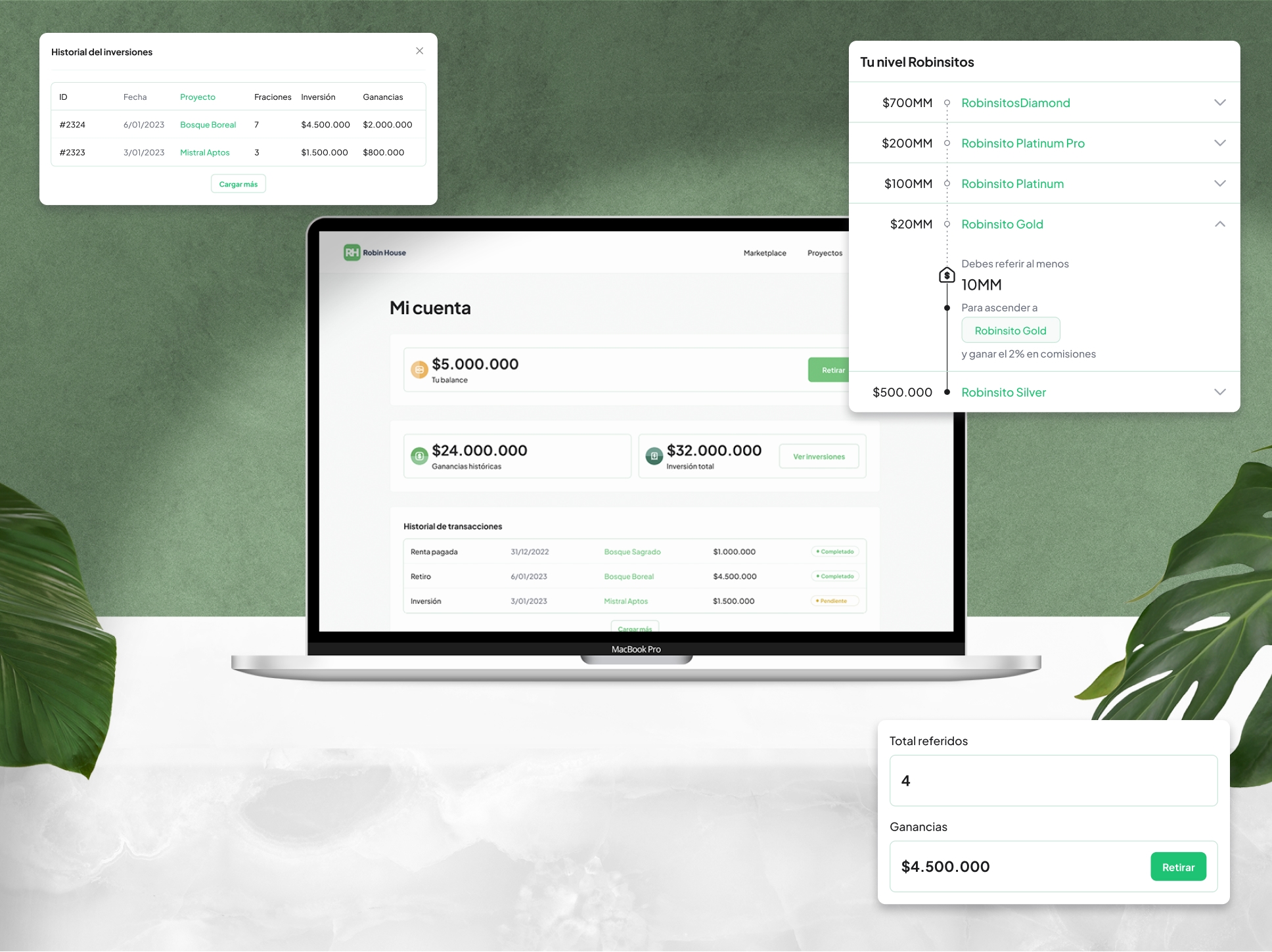 Account dashboard design